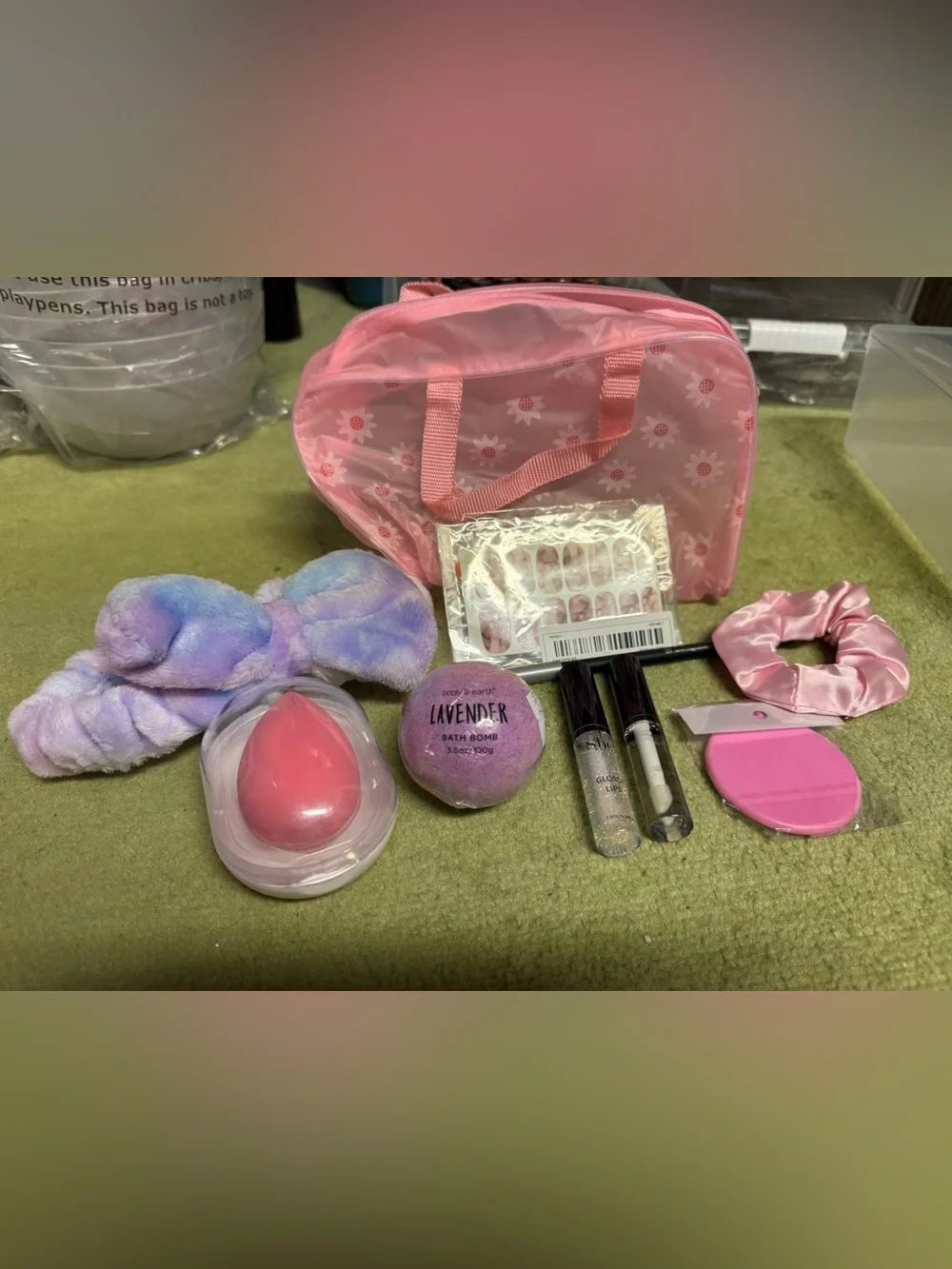 Pink Girls' Spa Gift Set with Makeup Accessories